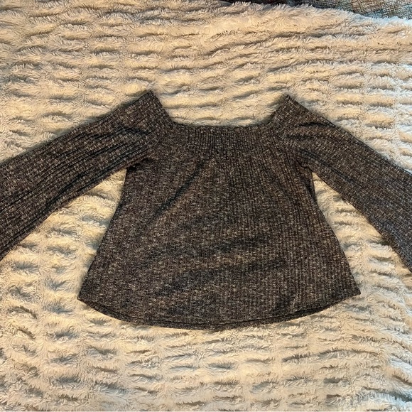 Altar'd State Off-Shoulder Charcoal Sweater - Picture 1 of 2
